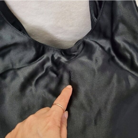 Authentic Chanel Large CC Satin Hobo Bag Black and Gold Chain - Picture 9 of 14